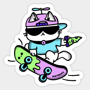 Cool Skateboarding Pizza Cat Sticker